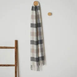 Outlet Block Check Lambswool Scarf Women Scarves