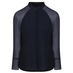 Outlet Blouson-Sleeve Sheer Blouse Women Tops