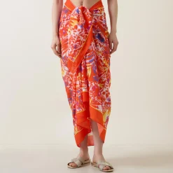Online Border Pareo Floral Sarong Women Swimwear & Beachwear