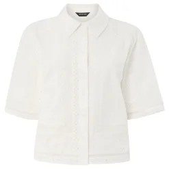 New Broderie Cropped Shirt Women Tops
