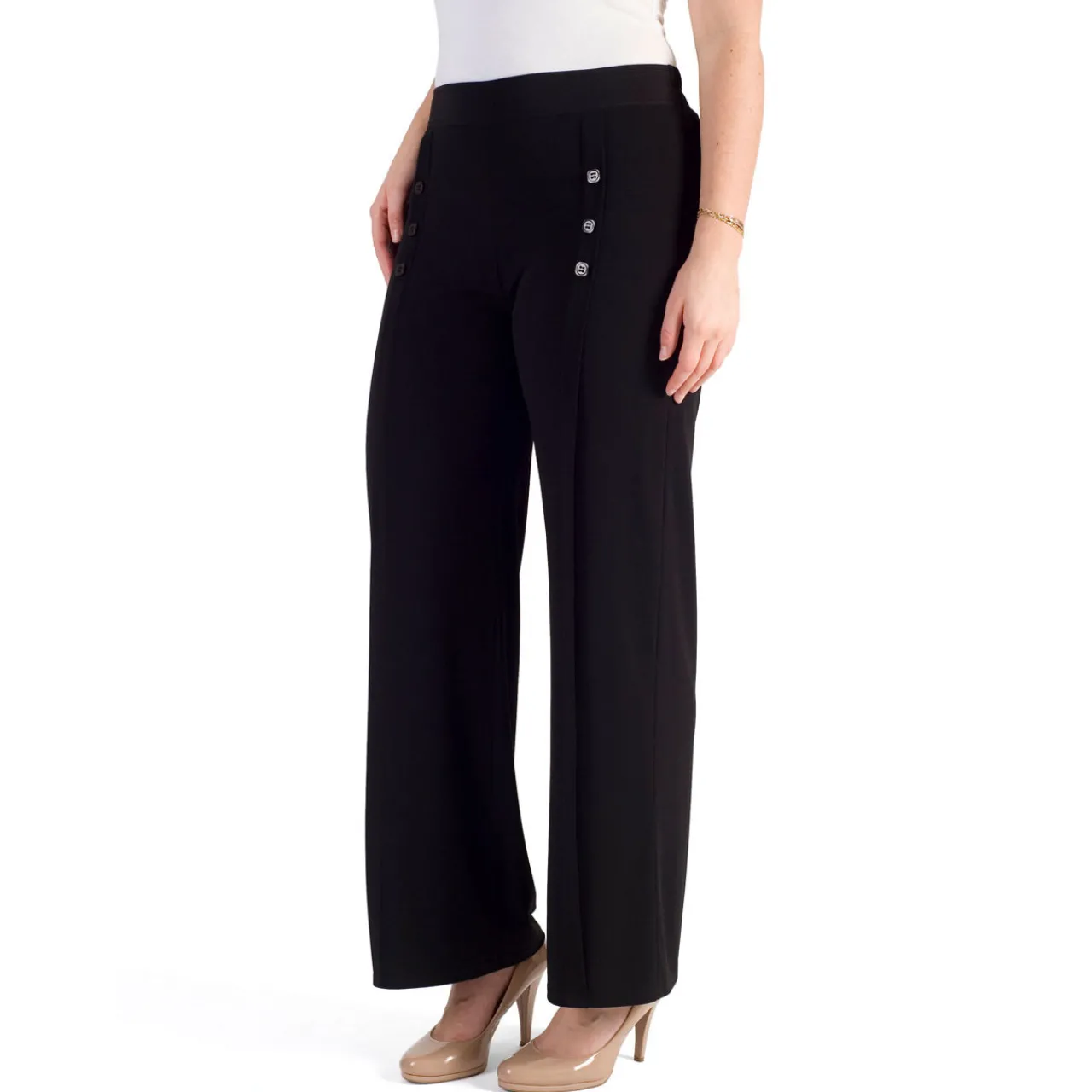 New Button Detail Jersey Trouser Women Trousers & Shorts