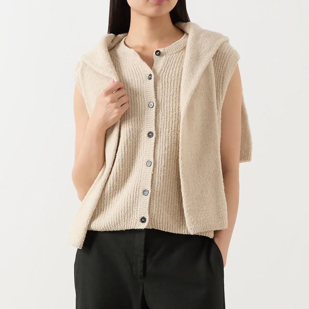 Online Button-Down Knitted Vest Women Sweaters & Cardigans