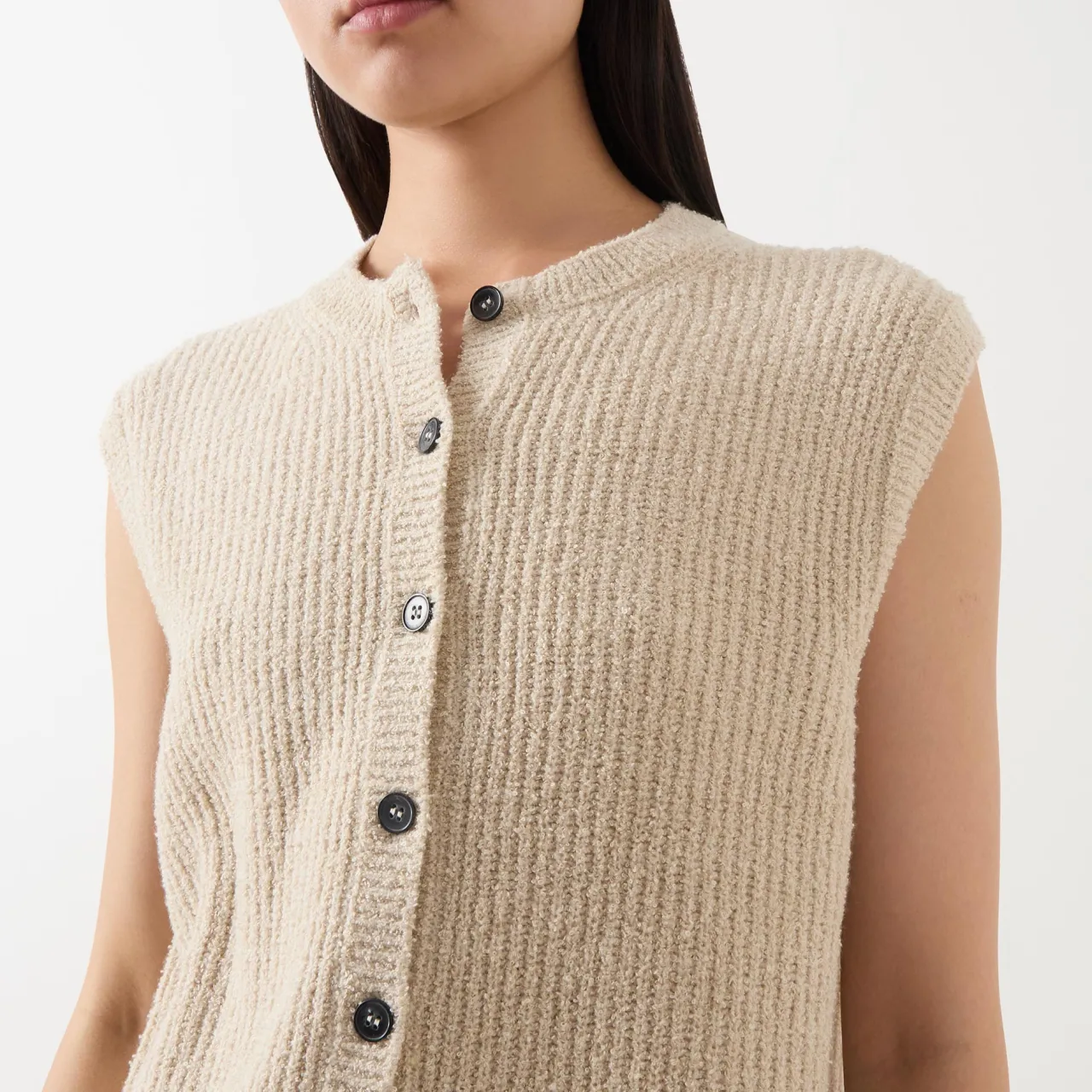 Online Button-Down Knitted Vest Women Sweaters & Cardigans