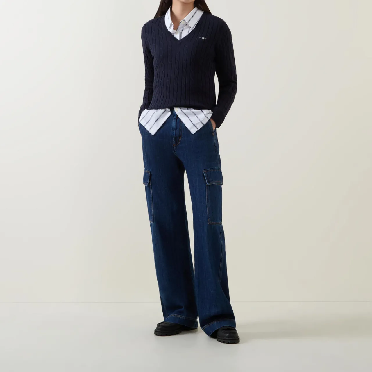 Hot Cable Knit V-Neck Sweater Women Sweaters & Cardigans