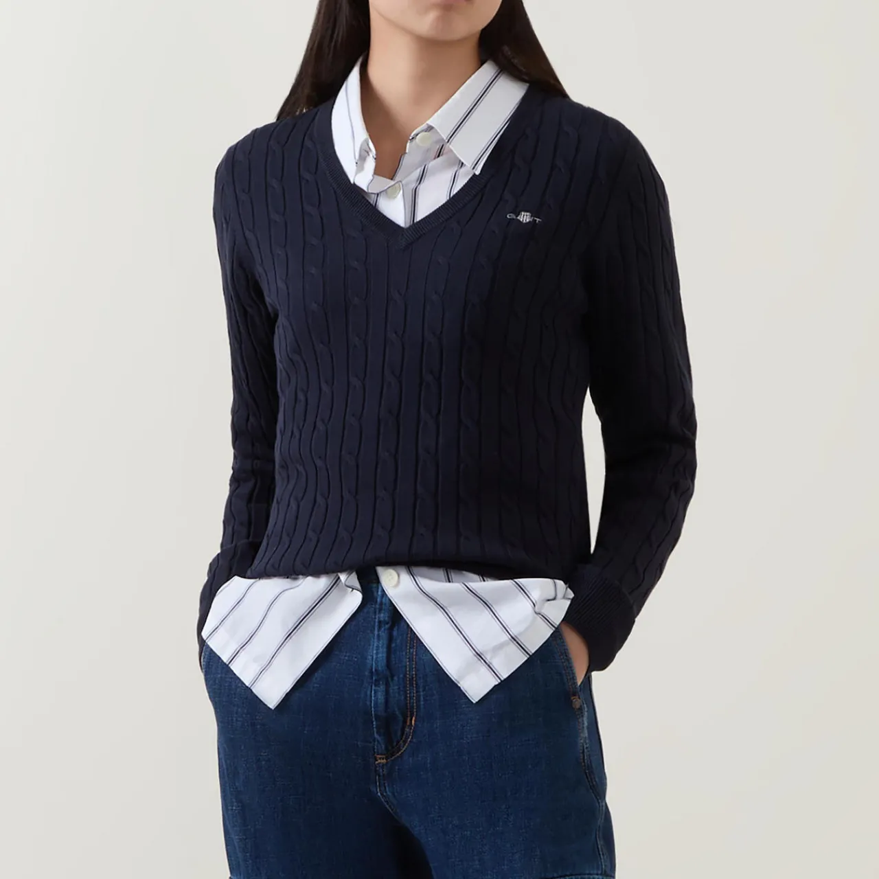 Hot Cable Knit V-Neck Sweater Women Sweaters & Cardigans