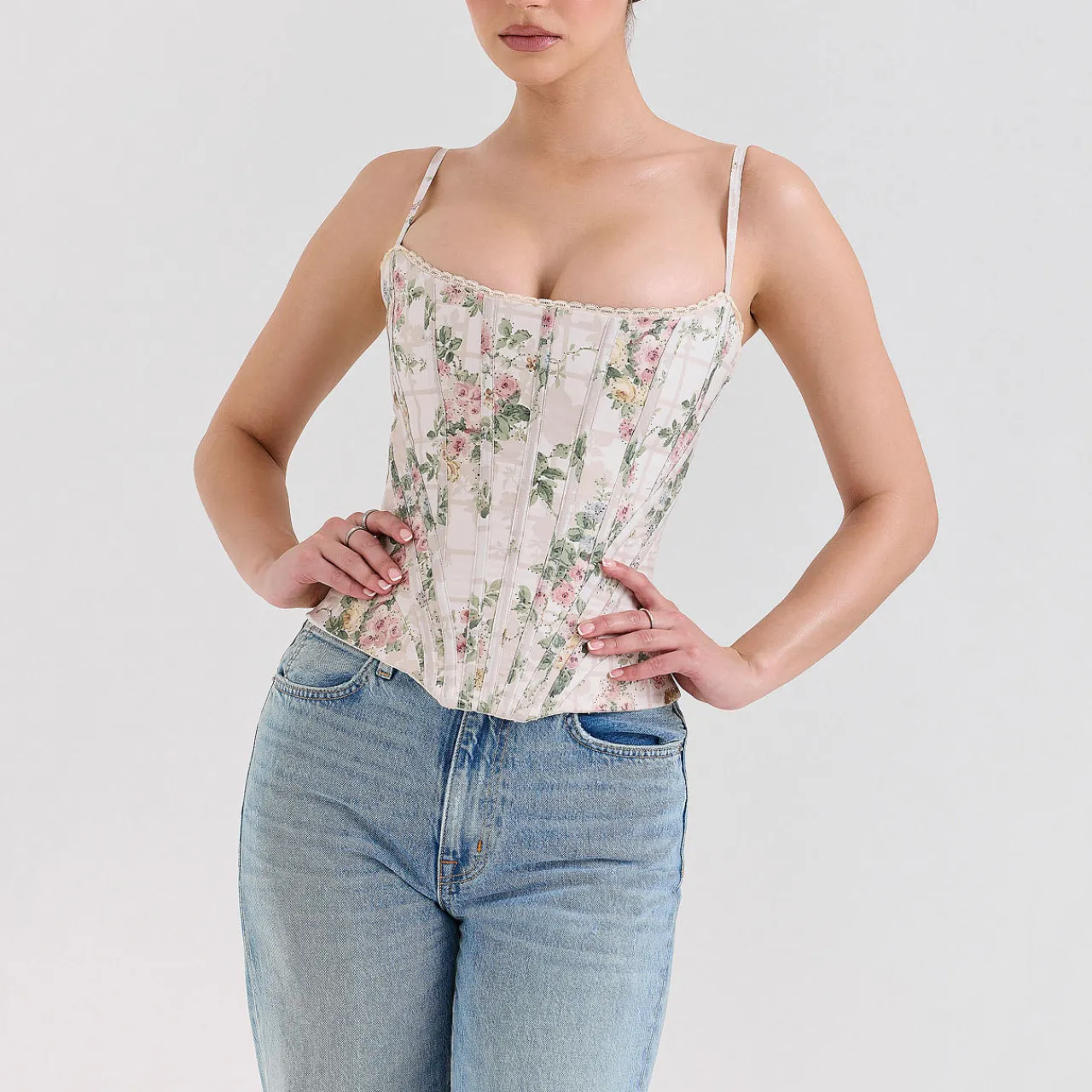 Discount Cadie Floral Corset Top Women Tops