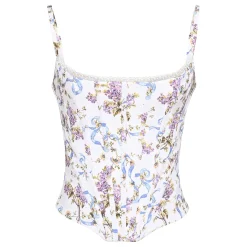 Hot Cadie Floral Ribbon Corset Top Women Tops