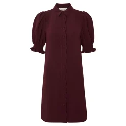 Hot Candice Scalloped Mini Shirt Dress Women Dresses