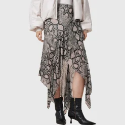 Discount Cassie Snakeskin Asymmetric Skirt Women Skirts