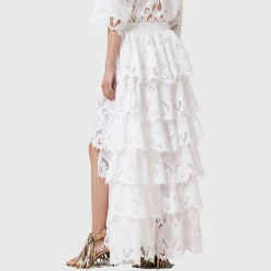 Cavarly Tiered Broderie Anglaise Skirt Women Skirts