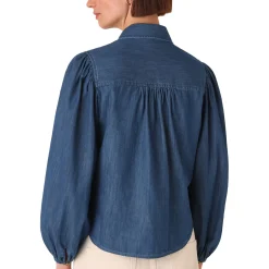 Discount Chambray Pleat Shirt Women Tops
