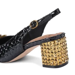 Hot Chelsea Snake-Effect Slingback Pumps Women Heels
