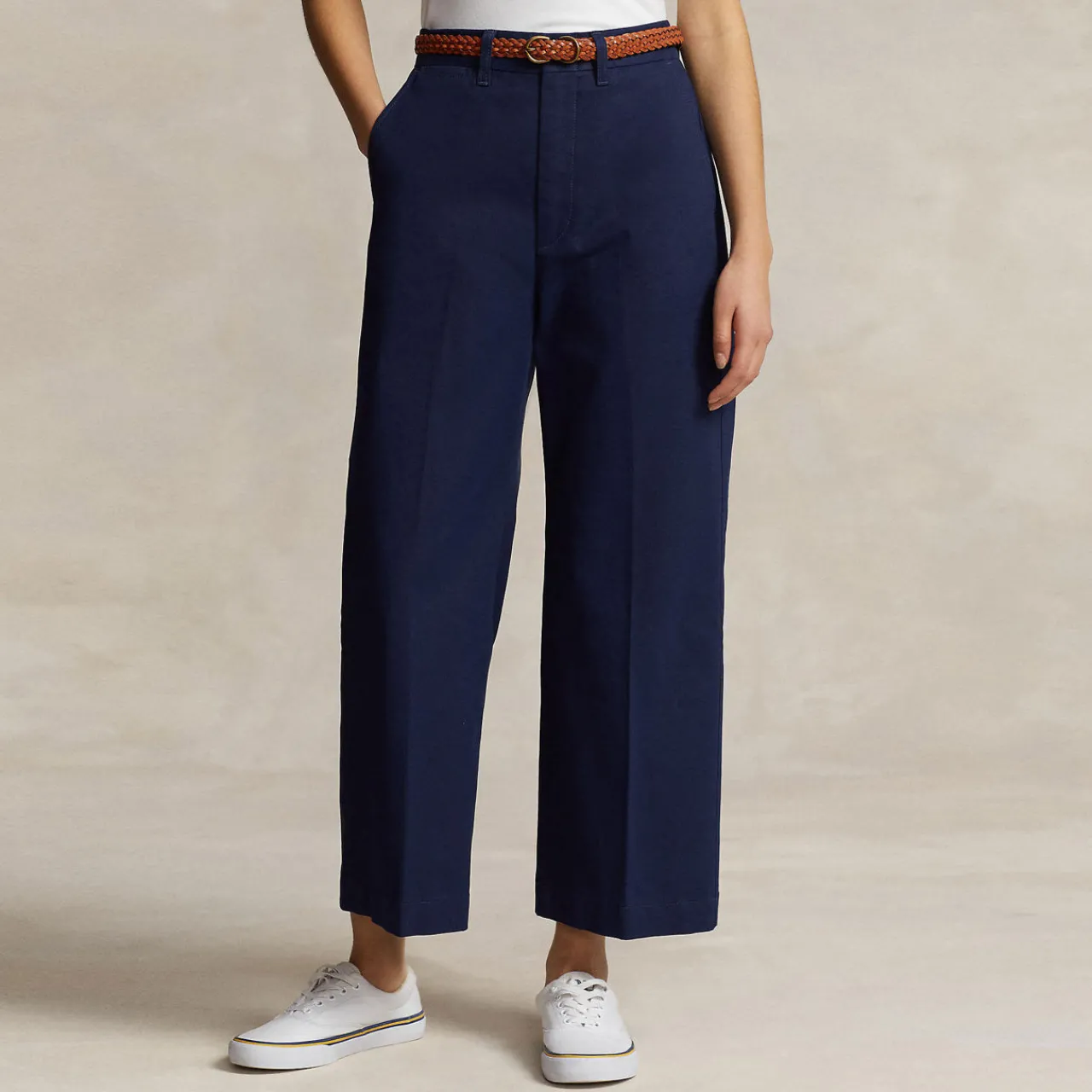 Discount Chino Cropped Wide Leg Trousers Women Trousers & Shorts