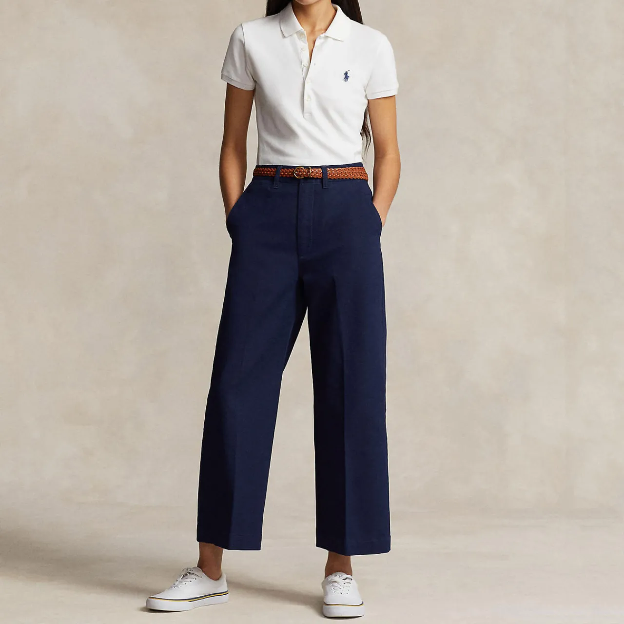 Discount Chino Cropped Wide Leg Trousers Women Trousers & Shorts