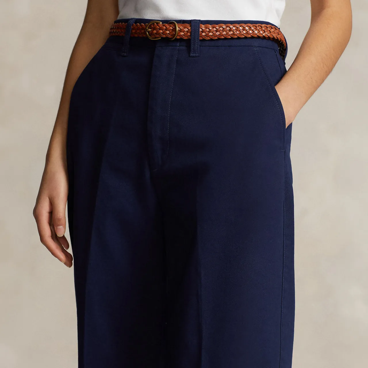 Discount Chino Cropped Wide Leg Trousers Women Trousers & Shorts