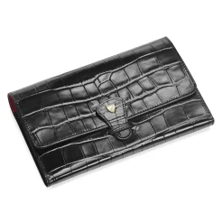 Classic Croc-Embossed Leather Travel Wallet Women Wallets