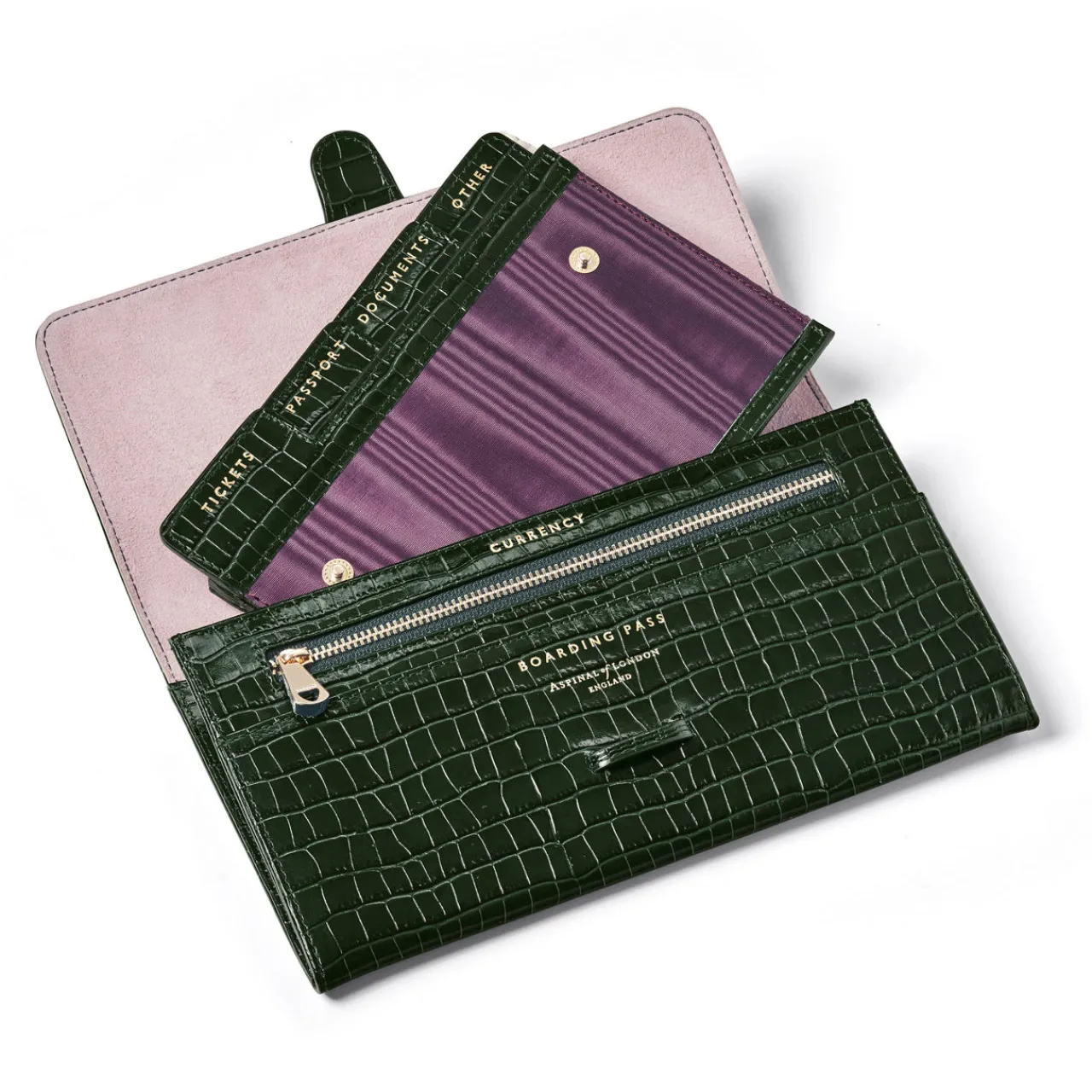 Outlet Classic Croc-Embossed Leather Travel Wallet Women Wallets