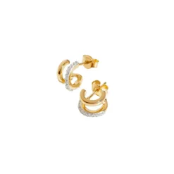 Outlet Classic Pavé Double Huggies Women Earrings