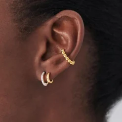Outlet Classic Pavé Double Huggies Women Earrings