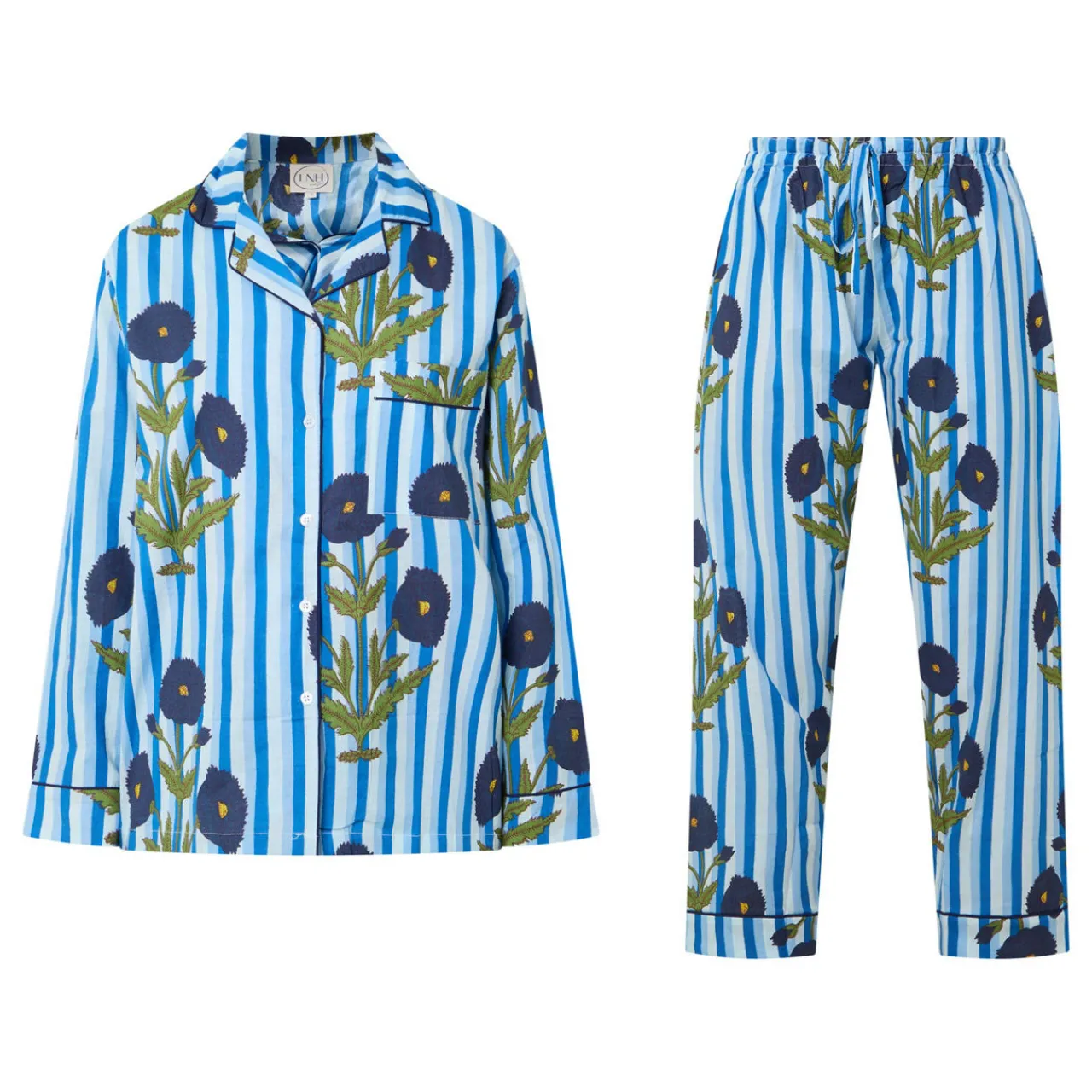 Clearance Claudia Floral Stripe Pyjama Set Women Sleepwear