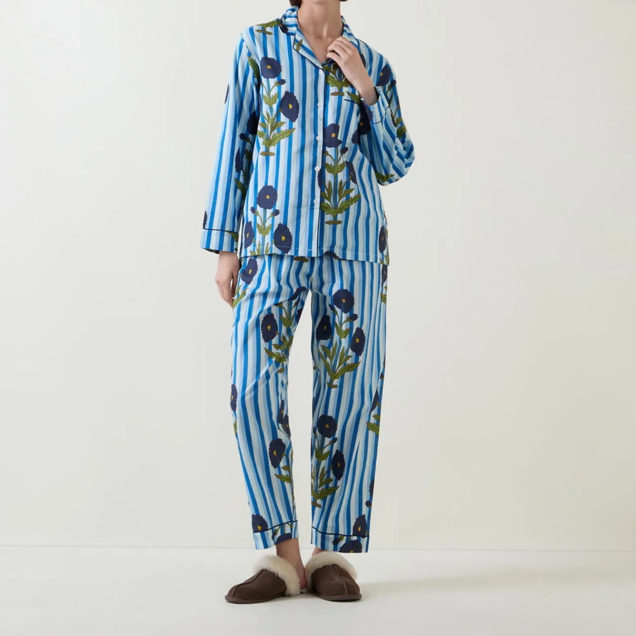 Clearance Claudia Floral Stripe Pyjama Set Women Sleepwear