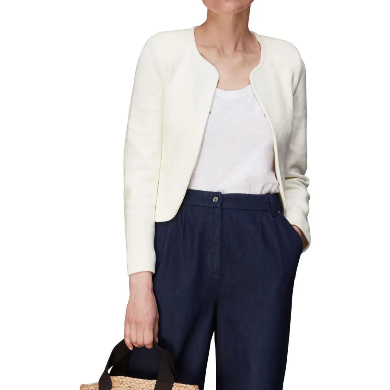 Collarless Jersey Jacket Women Coats & Jackets