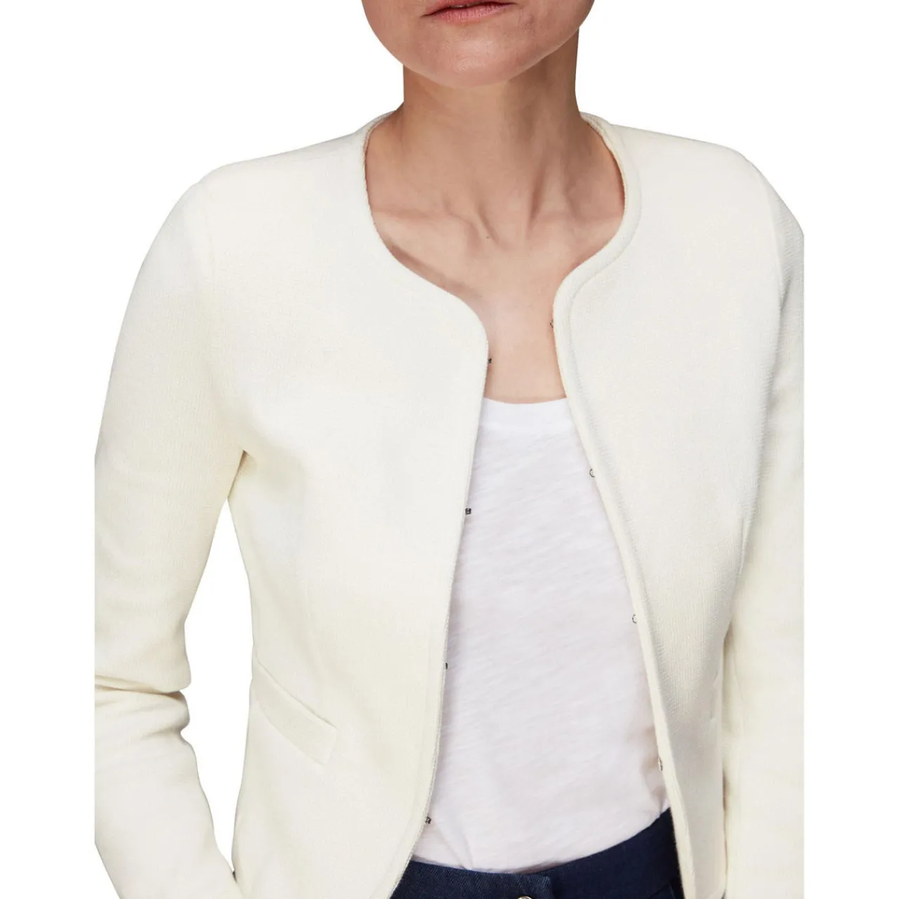 Collarless Jersey Jacket Women Coats & Jackets