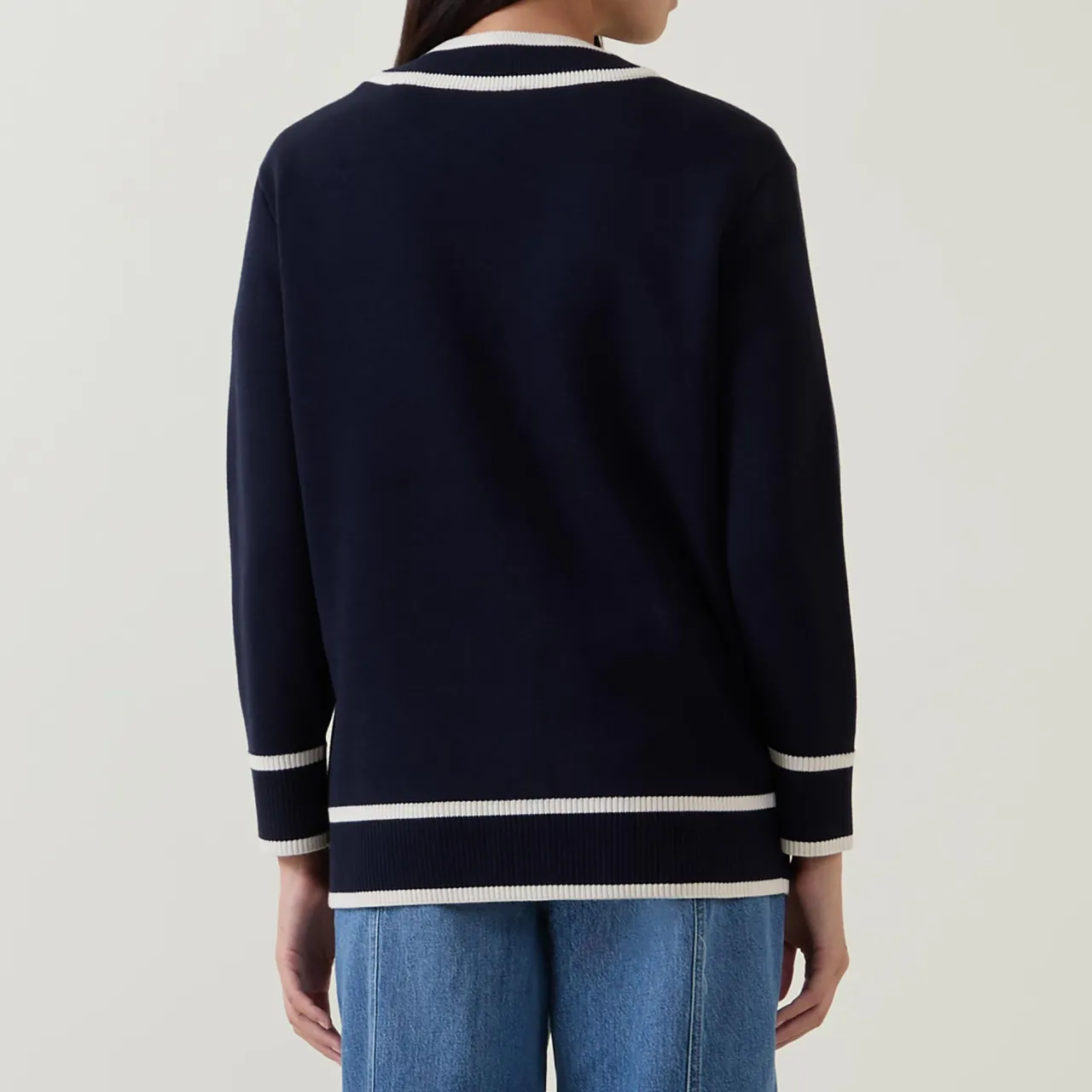 Best Contrast Knit Cardigan Women Sweaters & Cardigans