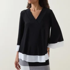 Clearance Contrast Trim Blouse Women Tops