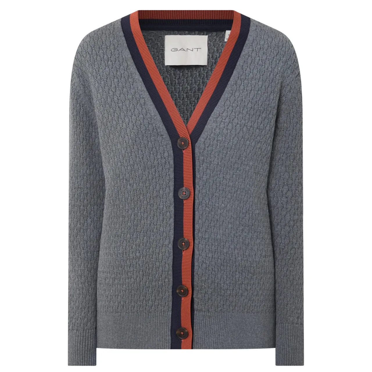 New Contrast Trim Textured Cardigan Women Sweaters & Cardigans