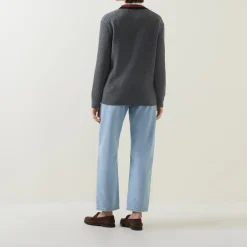 New Contrast Trim Textured Cardigan Women Sweaters & Cardigans