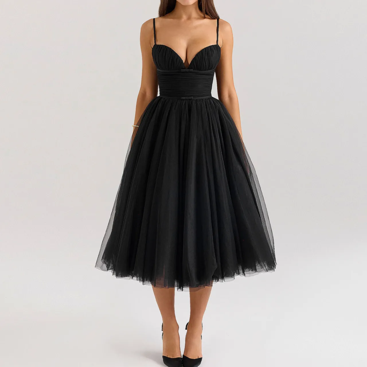 Hot Countess Ruched Bodice Flared Dress Women Dresses