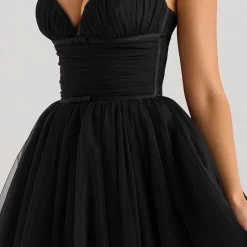 Hot Countess Ruched Bodice Flared Dress Women Dresses