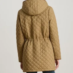 Best Crest Patch Diamond Quilted Coat Women Coats & Jackets