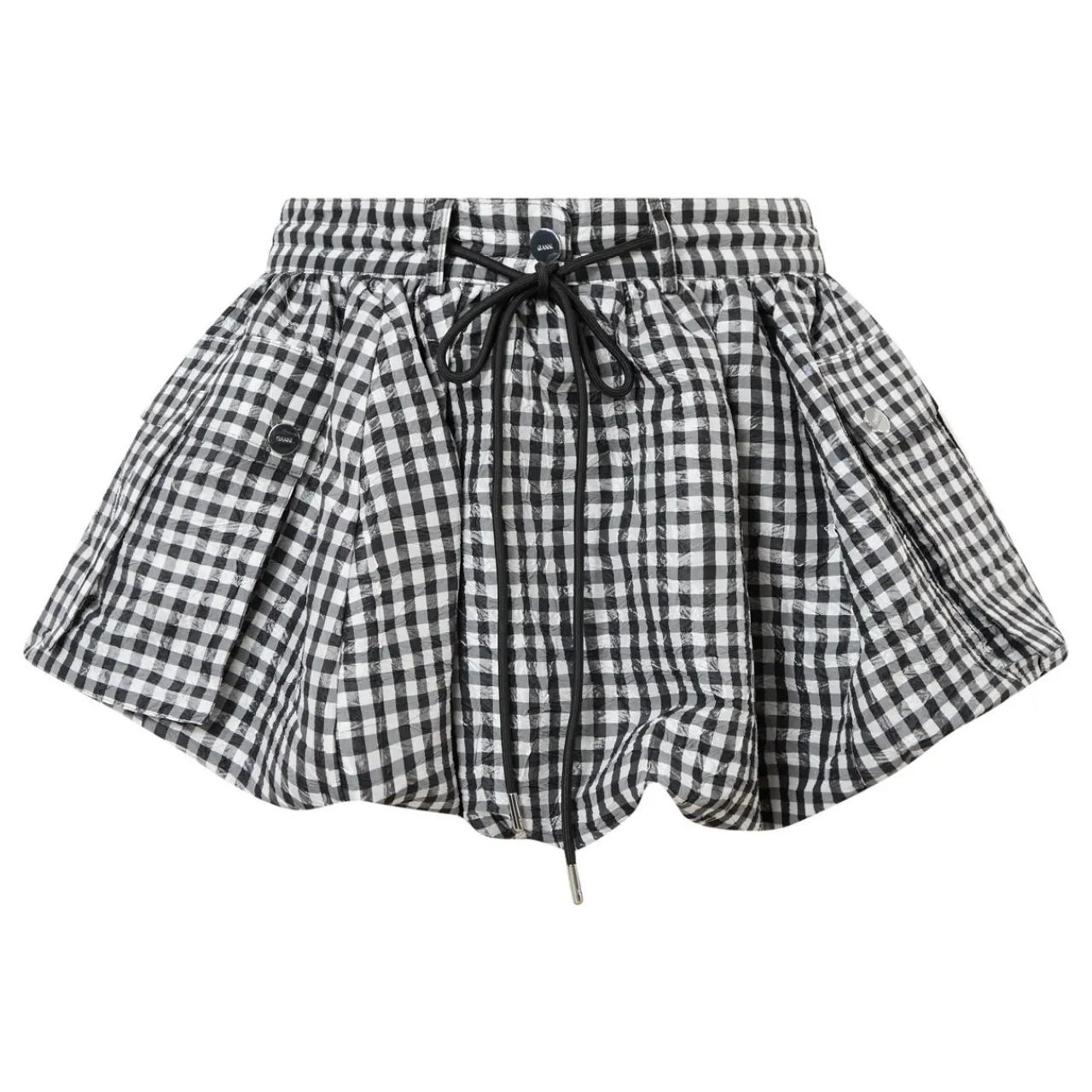 Hot Crinkled Check Mini Bubble Skirt Women Skirts