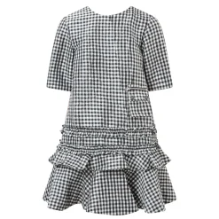 Hot Crinkled Check Mini Dress Women Dresses