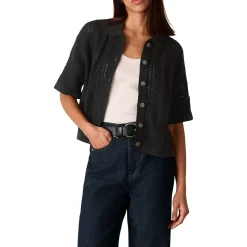 Online Crochet Knit Shirt Women Tops