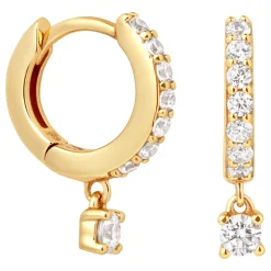 Outlet Crystal Charm 18k Gold-Plated Huggies Women Earrings