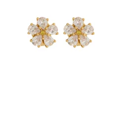 Best Crystal Embellished Flower Stud Earrings Women Earrings