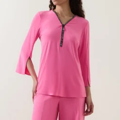 Clearance Crystal Embellished Half-Zip Tunic Women Tops