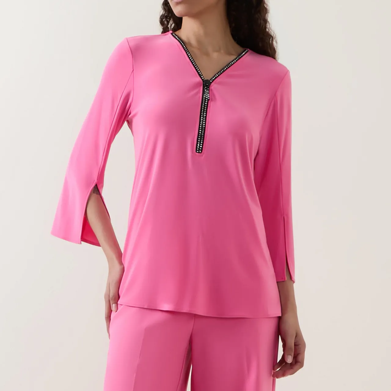 Clearance Crystal Embellished Half-Zip Tunic Women Tops