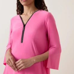 Clearance Crystal Embellished Half-Zip Tunic Women Tops