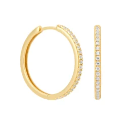 Crystal Hinge 18k Gold-Plated Large Hoops Women Earrings
