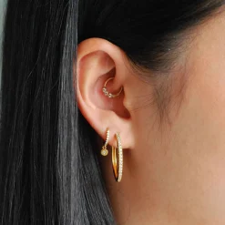 Crystal Hinge 18k Gold-Plated Large Hoops Women Earrings