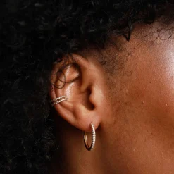 Crystal Hinge 18k Gold-Plated Small Hoops Women Earrings