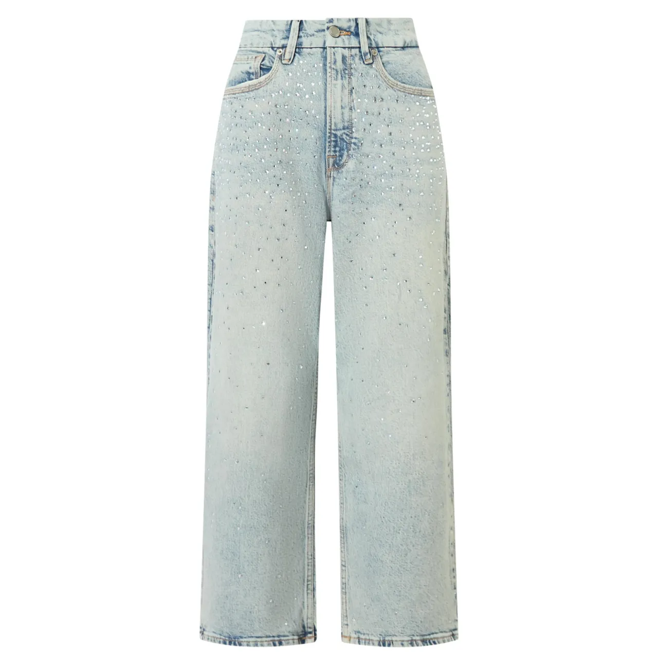 Sale Crystal Stars 90s Cropped Straight Leg Jeans Women Denim