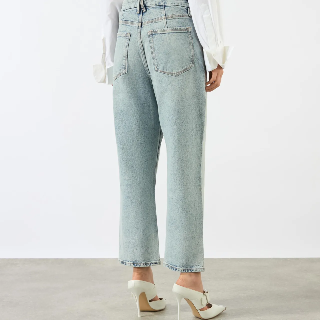 Sale Crystal Stars 90s Cropped Straight Leg Jeans Women Denim
