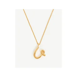 Clearance Curly Molten 18 kt Gold Plated Initial Necklace U Women Necklaces