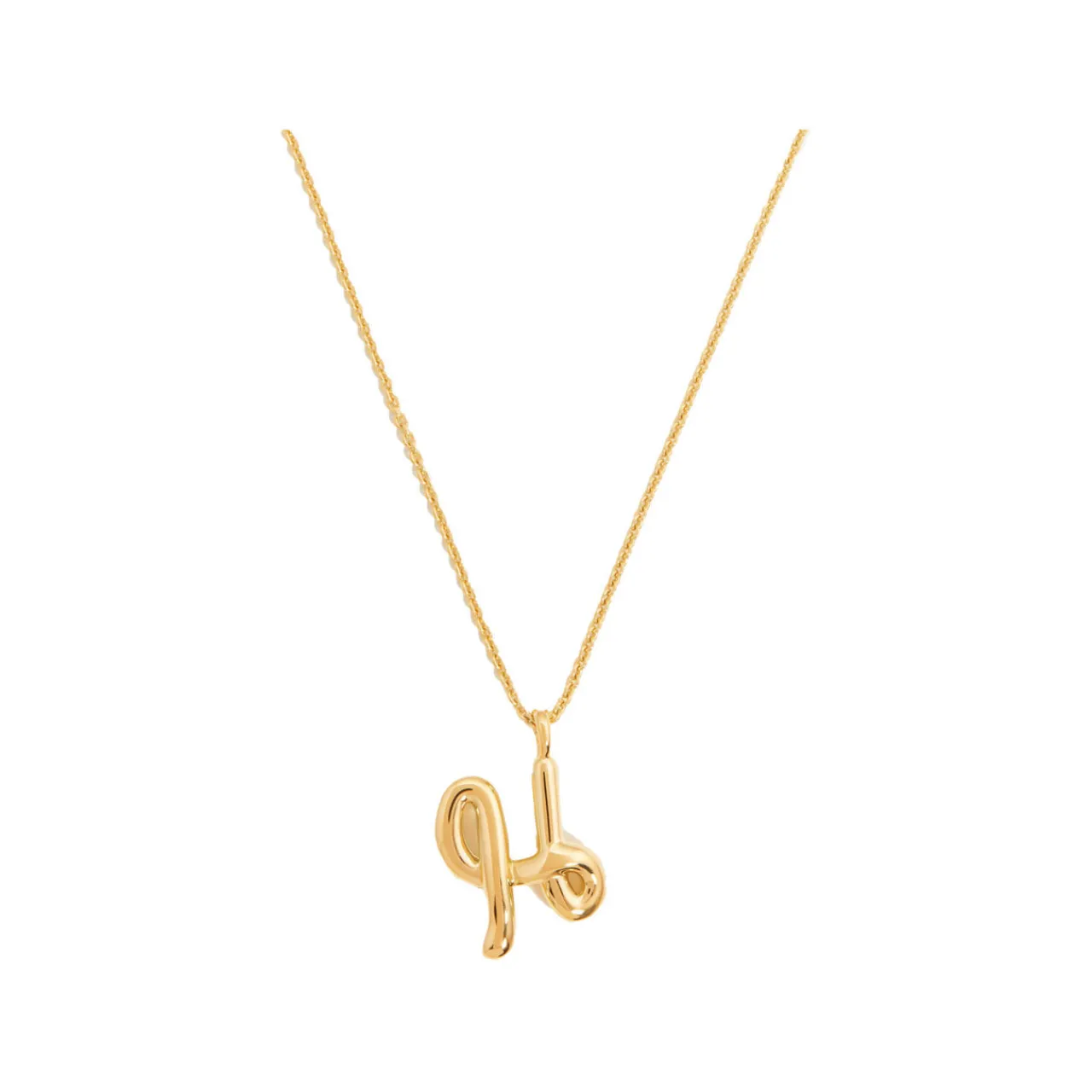 New Curly Molten 18 kt Gold Plated Initial Necklace H Women Necklaces
