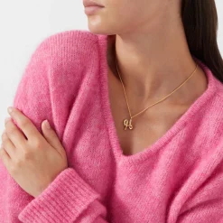 New Curly Molten 18 kt Gold Plated Initial Necklace H Women Necklaces